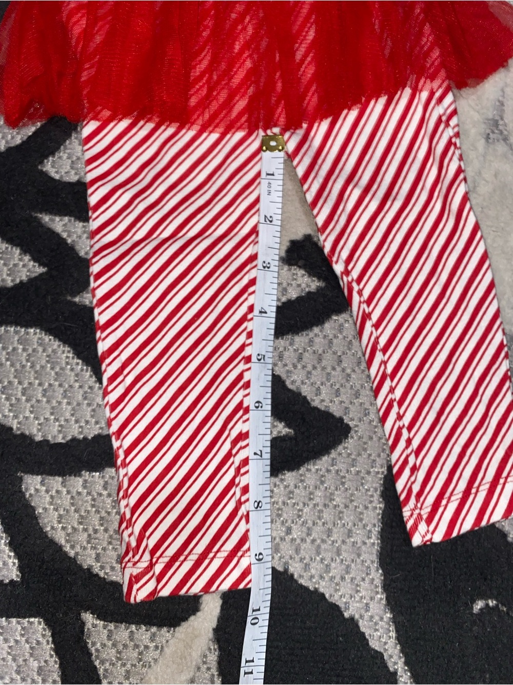 Carter's White Long Sleeve Candy Cane Bodysuit with Red Tulle Skirt Leggings Set - Picture 6 of 7